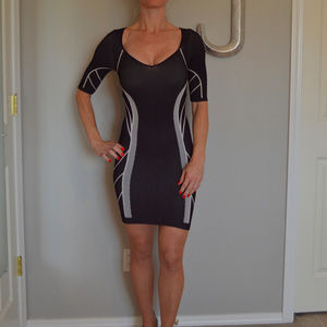 Black and gray Bebe mini bandage dress